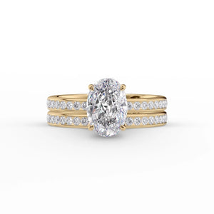 The Marilyn Set With A 1 Carat Oval 18K Yellow Gold Lab Diamond
