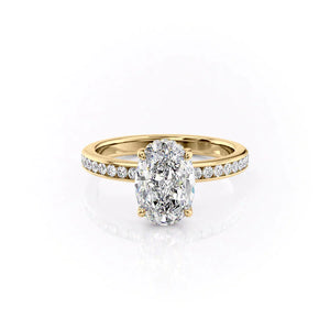 The Marilyn Set  With A 2.5 Carat Oval 14K Yellow Gold Moissanite