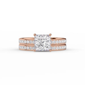 The Marilyn Set With A 1 Carat Princess 14K Rose Gold Lab Diamond