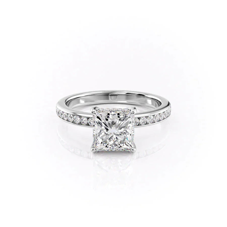 The Marilyn Set With A 1.5 Carat Princess 14K White Gold Lab Diamond