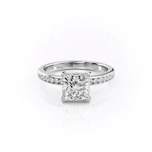 The Marilyn Set With A 1.5 Carat Princess 14K White Gold Lab Diamond