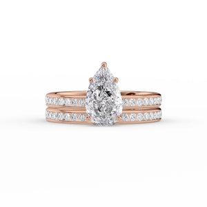 The Marilyn Set With A 1 Carat Pear 14K Rose Gold Lab Diamond