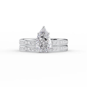The Marilyn Set  With A 5 Carat Pear 18K White Gold Moissanite