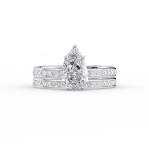 The Marilyn Set With A 3 Carat Pear 14K White Gold Lab Diamond