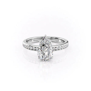The Marilyn Set With A 3 Carat Pear 18K White Gold Lab Diamond