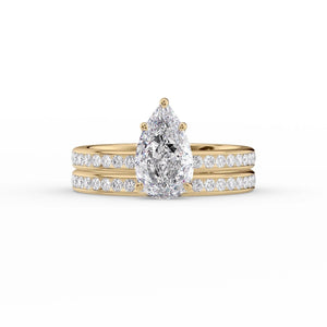 The Marilyn Set With A 1 Carat Pear 18K Yellow Gold Lab Diamond