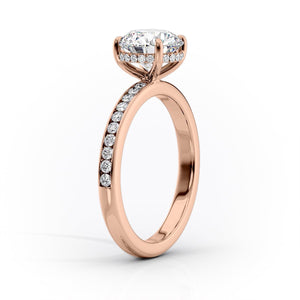 The Marilyn Set With A 1.5 Carat E. Cushion 14K Rose Gold Lab Diamond