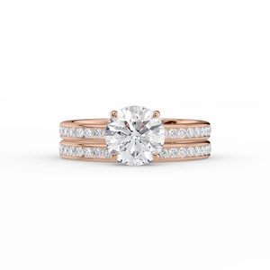 The Marilyn Set With A 3 Carat Round 14K Rose Gold Lab Diamond
