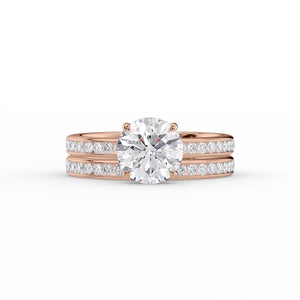 The Marilyn Set With A 2 Carat Round 14K Rose Gold Lab Diamond