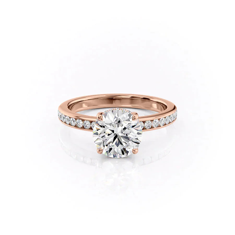 The Marilyn Set With A 2 Carat Round 14K Rose Gold Lab Diamond