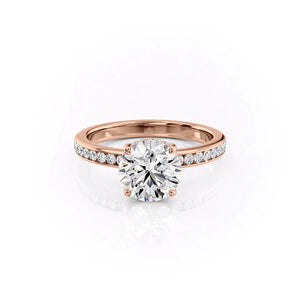 The Marilyn Set  With A 4 Carat Round 14K Rose Gold Moissanite