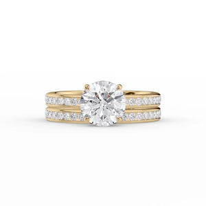 The Marilyn Set  With A 1 Carat Round 18K Yellow Gold Moissanite