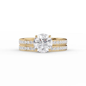 The Marilyn Set With A 1 Carat Round 18K Yellow Gold Lab Diamond