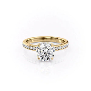 The Marilyn Set With A 1 Carat Round 18K Yellow Gold Lab Diamond