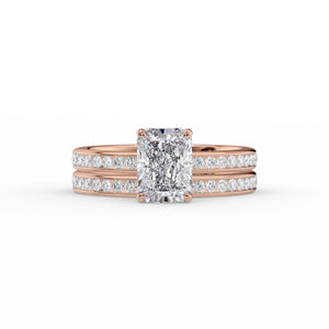 The Marilyn Set With A 1 Carat Radiant 14K Rose Gold Lab Diamond