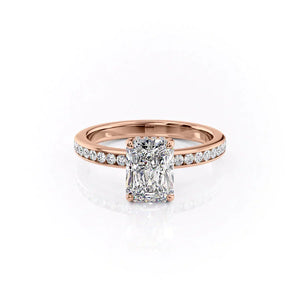 The Marilyn Set  With A 5 Carat Radiant 14K Rose Gold Moissanite
