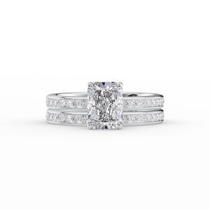 The Marilyn Set With A 3 Carat Radiant 14K White Gold Lab Diamond