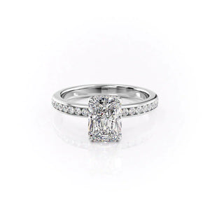 The Marilyn Set  With A 4.5 Carat Radiant 18K White Gold Moissanite