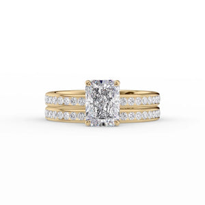 The Marilyn Set With A 2 Carat Radiant 18K Yellow Gold Lab Diamond