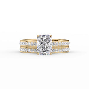 The Marilyn Set With A 2 Carat Radiant 18K Yellow Gold Lab Diamond