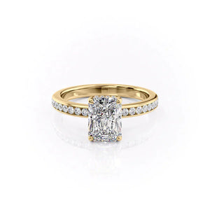 The Marilyn Set With A 2 Carat Radiant 18K Yellow Gold Lab Diamond