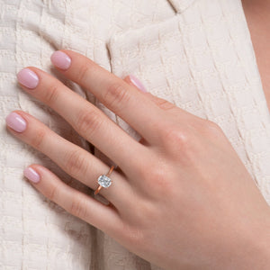 The Sandra Set With A 1.5 Carat E. Cushion 18K Rose Gold Lab Diamond
