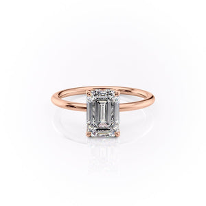 The Sandra Set With A 2 Carat Emerald 18K Rose Gold Lab Diamond