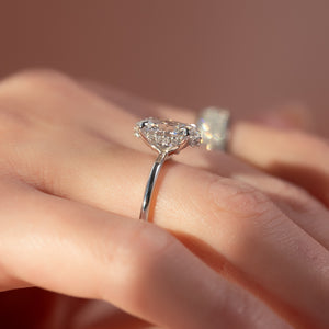 The Sandra Set  With A 2.5 Carat Oval 14K White Gold Moissanite