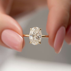 The Sandra Set  With A 2.5 Carat Oval 18K Yellow Gold Moissanite