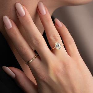 The Sandra Set  With A 2.5 Carat Oval 18K Yellow Gold Moissanite