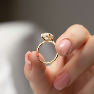 The Sandra Set  With A 2.5 Carat Oval 18K Yellow Gold Moissanite