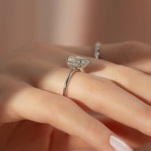 The Sandra Set  With A 2.5 Carat Pear 14K White Gold Moissanite