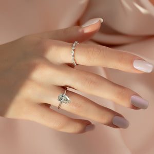The Sandra Set  With A 2.5 Carat Pear 14K White Gold Moissanite
