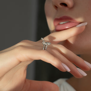 The Sandra Set  With A 2.5 Carat Pear 14K White Gold Moissanite