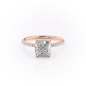 The Sandra Set With A 1 Carat Cushion 14K Rose Gold Lab Diamond