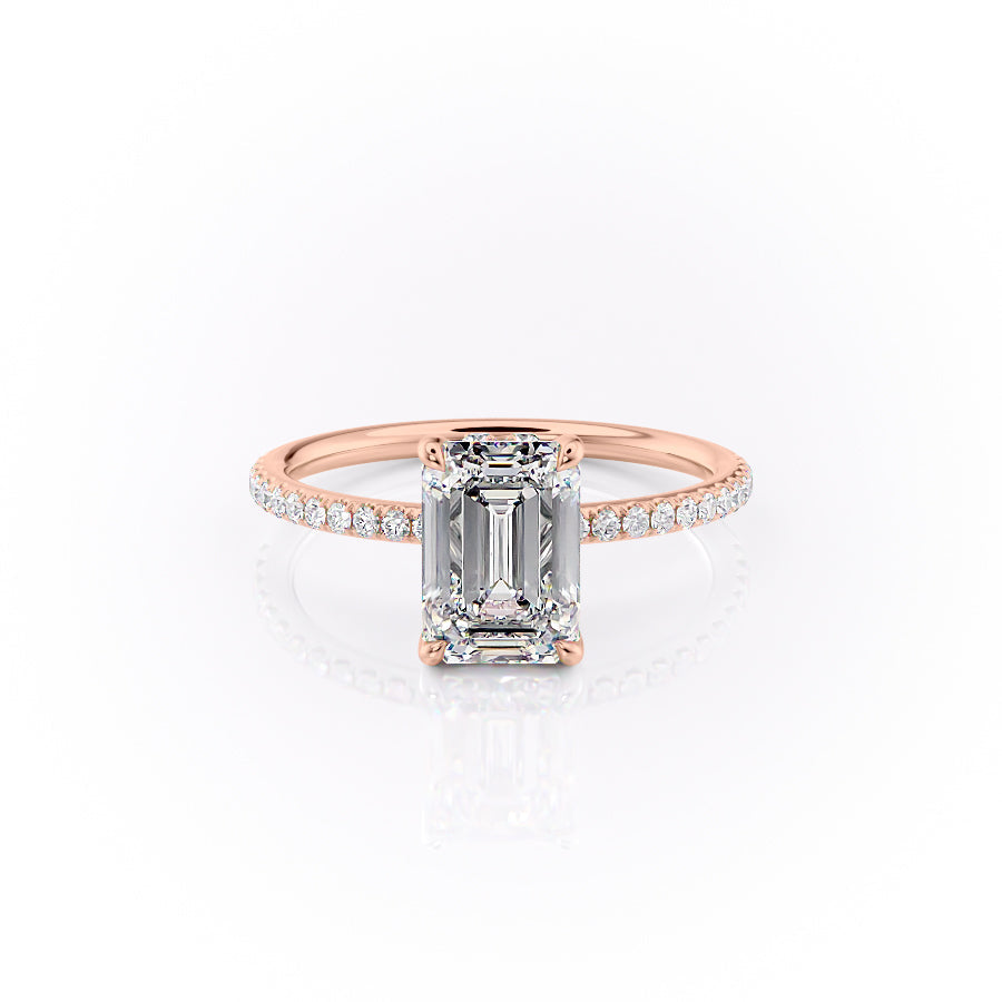 The Sandra Set With A 1 Carat Emerald 14K Rose Gold Lab Diamond