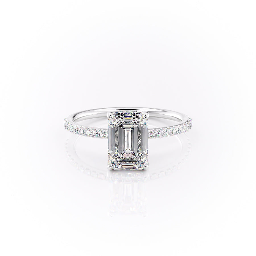 The Sandra Set With A 3 Carat Emerald 18K White Gold Lab Diamond