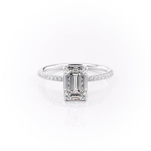 The Sandra Set With A 2 Carat Emerald 14K White Gold Lab Diamond