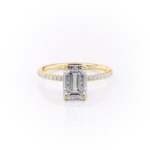 The Sandra Set With A 1 Carat Emerald 14K Yellow Gold Lab Diamond