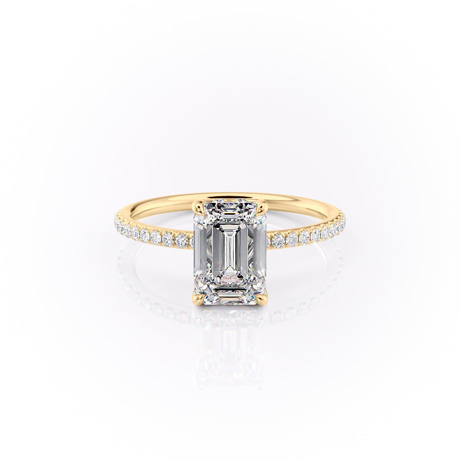 The Sandra Set With A 1 Carat Emerald 18K Yellow Gold Lab Diamond
