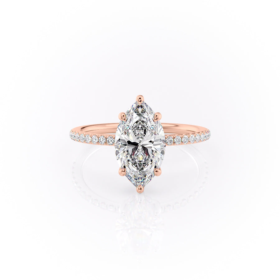 The Sandra Set With A 1 Carat Marquise 14K Rose Gold Lab Diamond