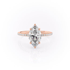 The Sandra Set With A 3 Carat Marquise 14K Rose Gold Lab Diamond