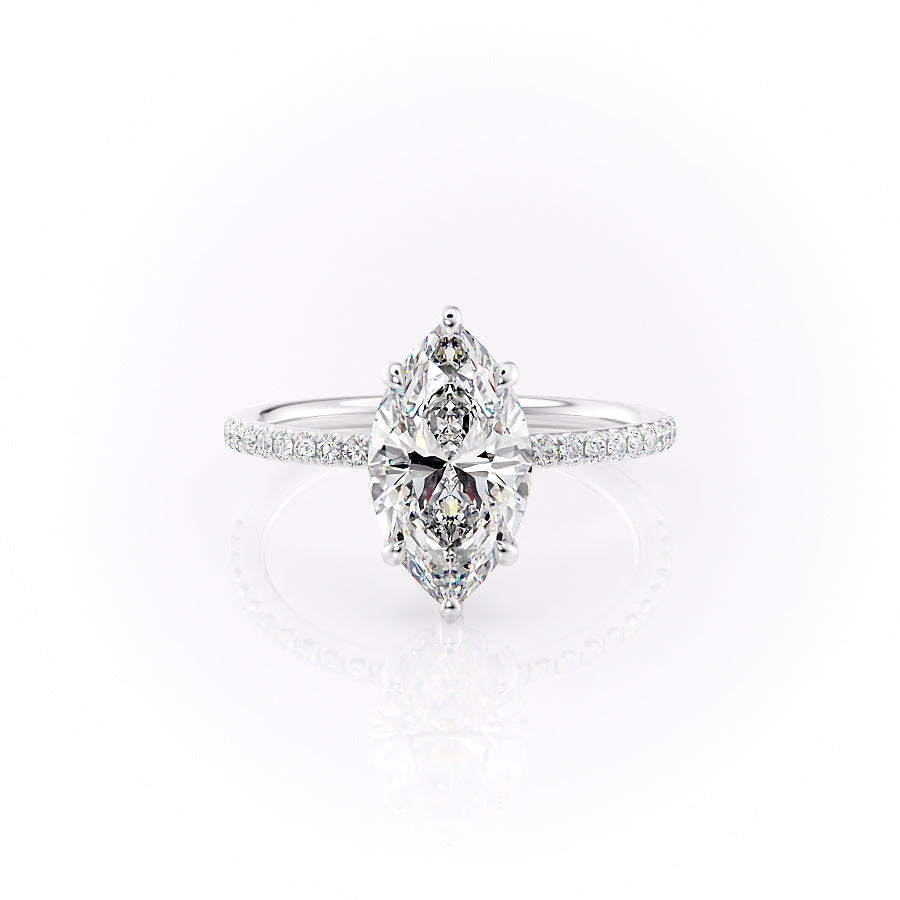 The Sandra Set With A 1.5 Carat Marquise 18K White Gold Lab Diamond