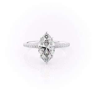 The Sandra Set With A 2 Carat Marquise 14K White Gold Lab Diamond