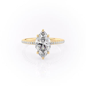 The Sandra Set With A 1 Carat Marquise 14K Yellow Gold Lab Diamond