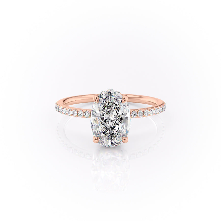 The Sandra Set With A 1 Carat Oval 14K Rose Gold Lab Diamond