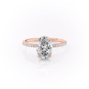 The Sandra Set  With A 2 Carat Oval 14K Rose Gold Moissanite