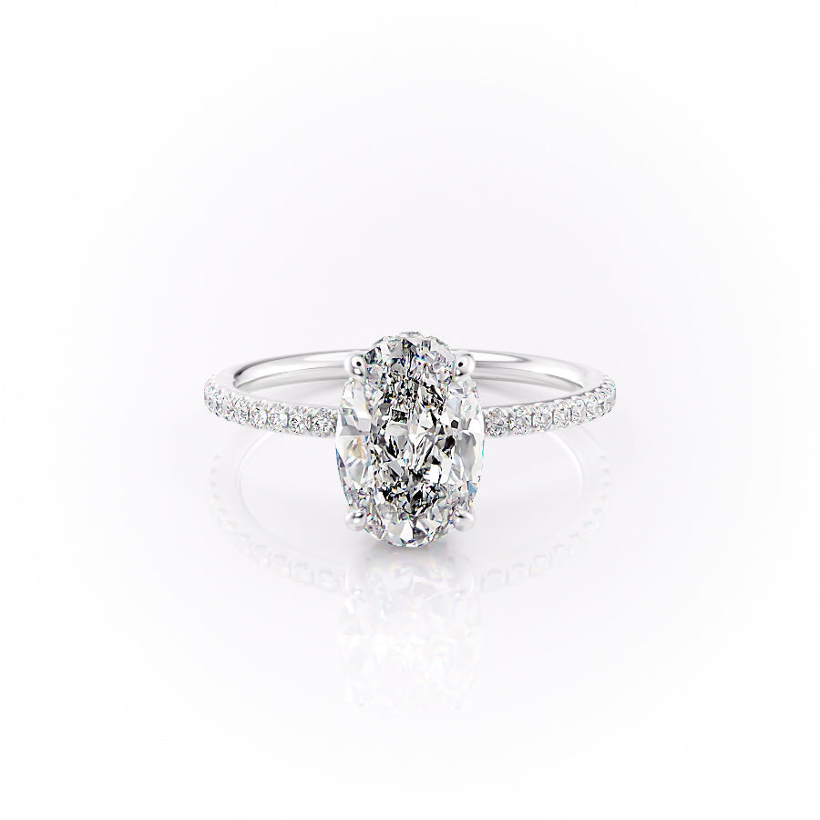 The Sandra Set With A 2 Carat Oval 18K White Gold Lab Diamond