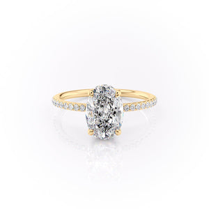 The Sandra Set With A 2.5 Carat Oval 18K Yellow Gold Lab Diamond