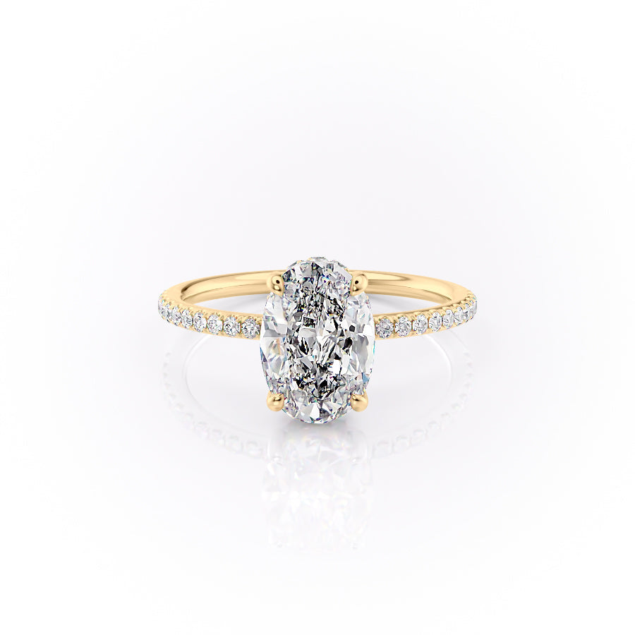 The Sandra Set With A 3 Carat Oval 18K Yellow Gold Lab Diamond